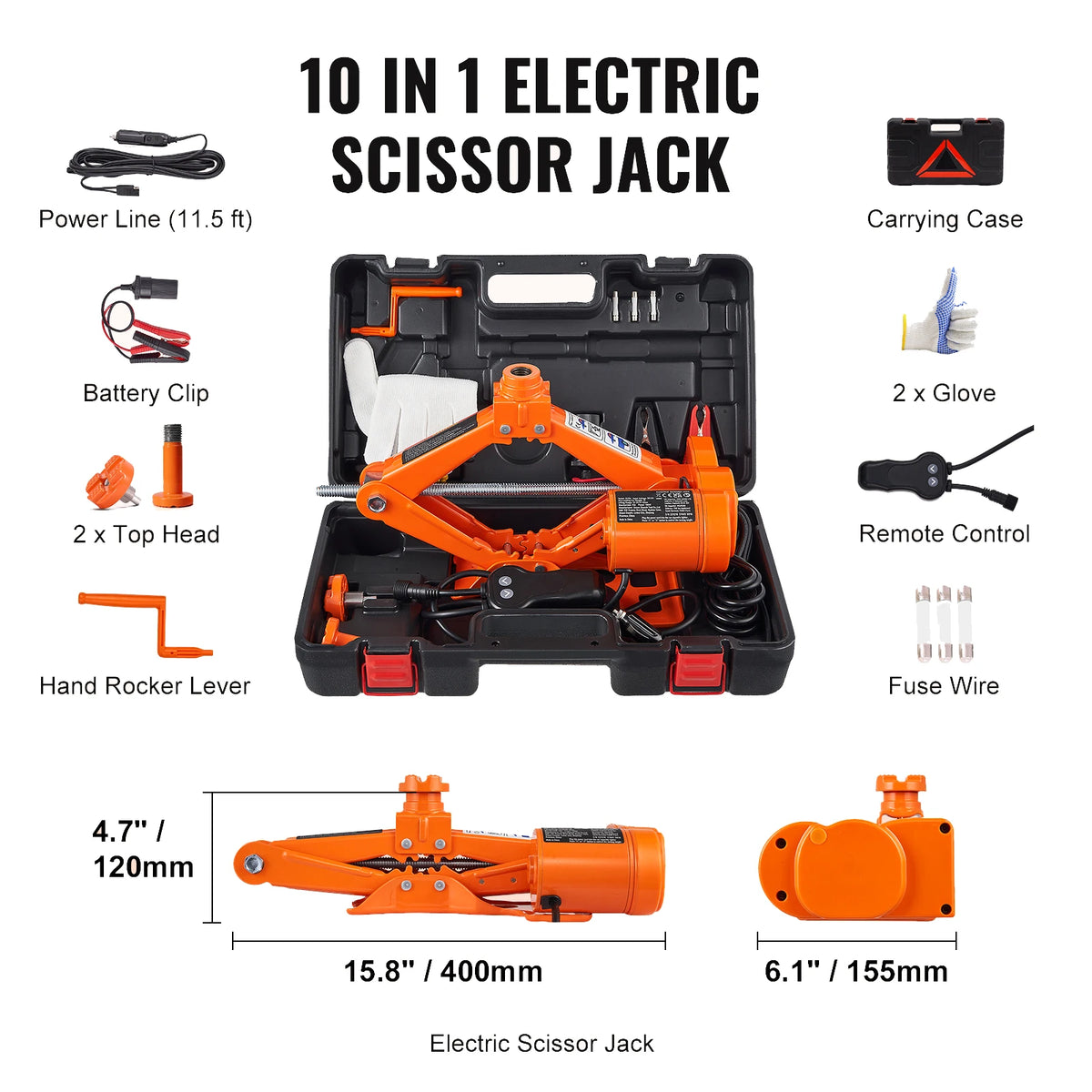SucceBuy elektrisk domkraft 3/5 ton med 12 V drift