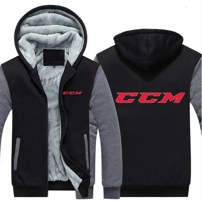 CCM Vinterhoodie Herr – Tjock fleece, dragkedja, solid färg, varm & bekväm, S–5XL, 12 färger