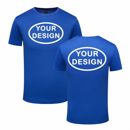Eget tryck fram & bak, snabbtorkande t-shirt med logotyp, text eller foto – reklamkläder