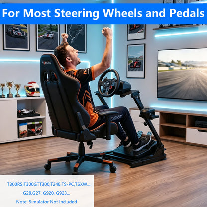 Foldable Racing Steering Wheel Stand Adjustable Universal Steering Wheel Mount Carbon Steel Racing Simulator Stand Anti-slip Feet for Gaming Racing Enthusiasts