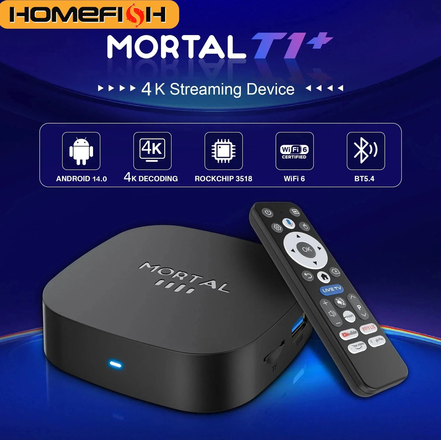2026 New Smart TV Box T1+ RK3518 Android 14 WiFi 6 BT 5.4 Dual UI Interface 4K Ultra HD  Smart Media Player