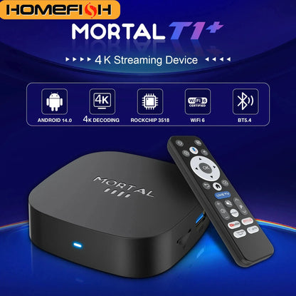 2026 New Smart TV Box T1+ RK3518 Android 14 WiFi 6 BT 5.4 Dual UI Interface 4K Ultra HD  Smart Media Player