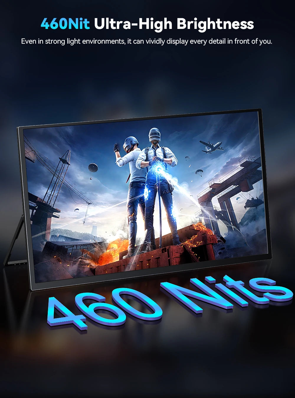 UPERFECT 24,5" Portabel Gaming Monitor – 240Hz 1ms IPS 460 nits HDR10 FreeSync USB-C Mini-HDMI VESA Laptop PS5 Switch