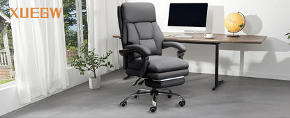 High-Back Ergonomic Office Chair, Swivel with Retractable Footrest, Multi-Position Adjustable Boss Chair
