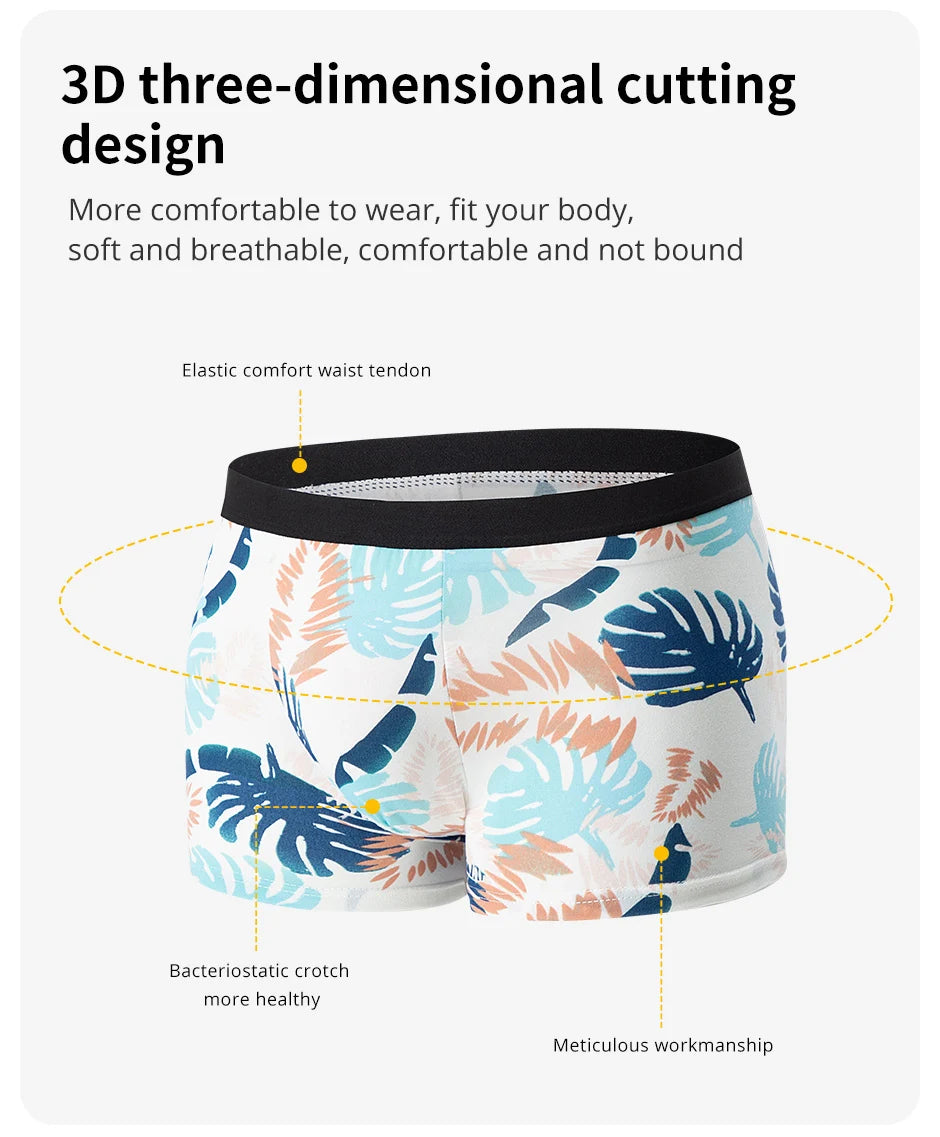 Herr Boxershorts 4-pack Blommigt – Andningsbara Plus Size Tonåringar & Vuxna, XS–XXXL