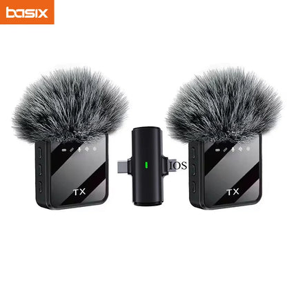 Mini Wireless Microphone for iPhone Android Cameras Wireless Microphone for Interviews Vlog Noise Cancelling Lavalier Microphone