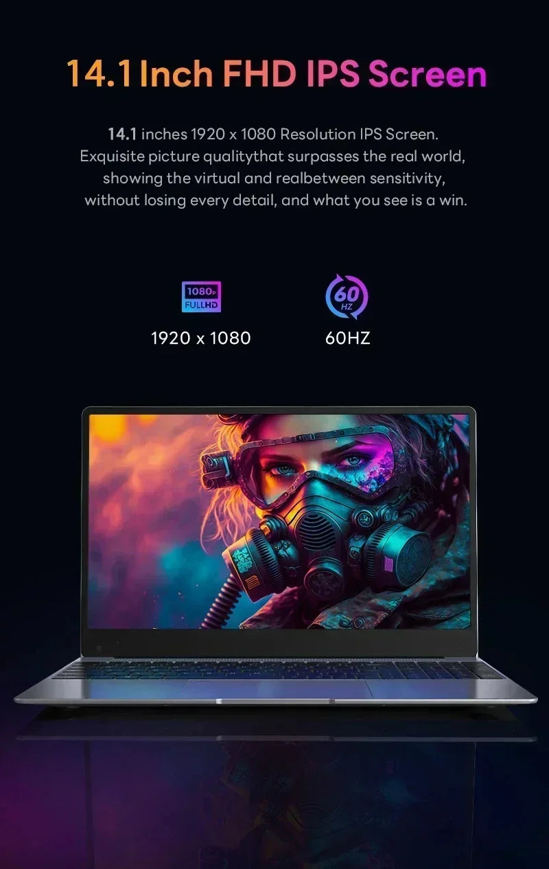 LenO 14,1" Ultratunn Gaming Laptop Intel Core i9-9900 16/32GB RAM Upp till 2TB SSD – Windows 11 Pro Kontor Studier Metallram