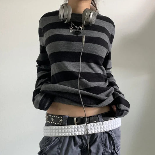 Dam Y2K Randig Långärmad T-shirt 2026 – Fairy Grunge Baggy Baby Tee Vintage Streetwear | S–XL