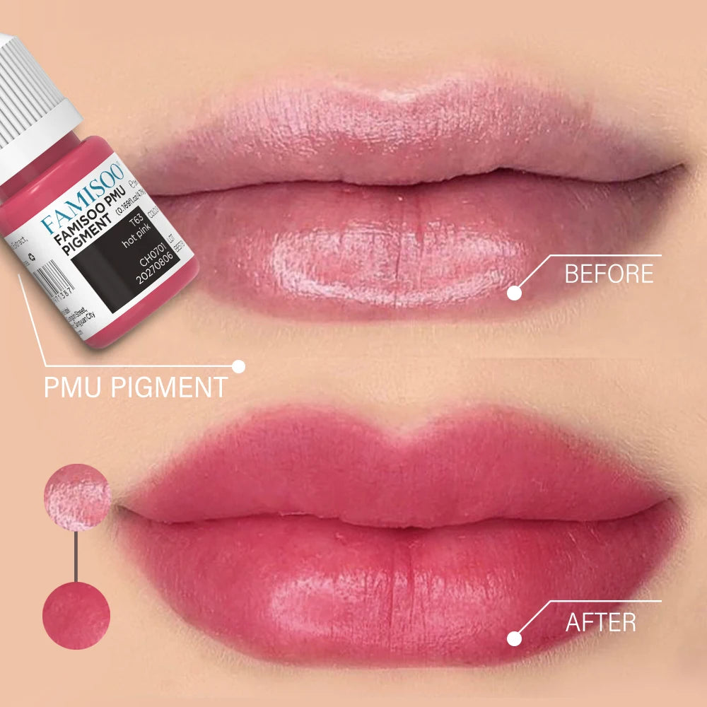 FAMISOO 5ML Permanent Makeup Pigment Tattoo Lips Tattoo Inks Eyebrows Eyeliners Pigments Microblading Pigment Tattoo Pigments