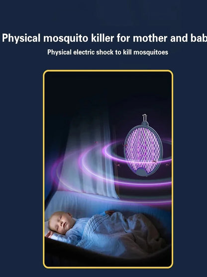 Upgraded 4 In 1 Electric Mosquito Killer Foldable Handheld Bug Zapper USB Rechargeable Fly Swatter With UV Light Trap Insect