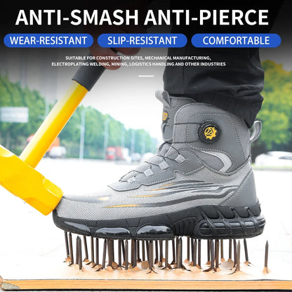 2026 High-Top Rotating Buckle Safety Shoes for Men and Women, Labor Protection Shoes, Protective Shoes, Work Shoes, Shock-Resist