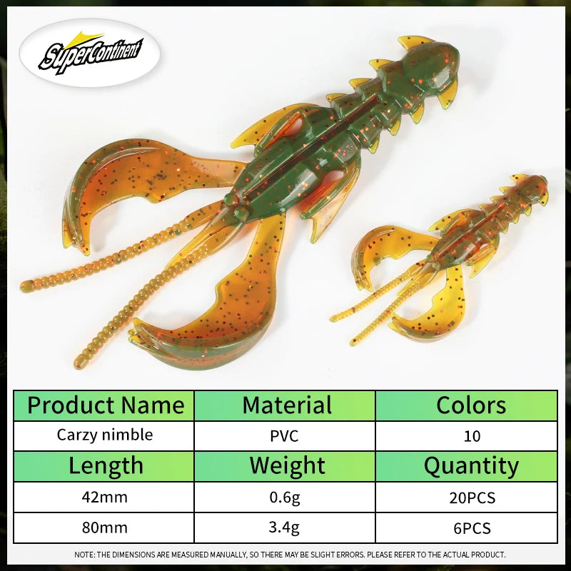 Supercontinent CRAZY nimble Total length 8cm/4.2cm Lobster Soft Lure Fishing Lures Attractive Shrimp odor salt Wobbler