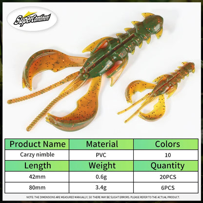 Supercontinent CRAZY nimble Total length 8cm/4.2cm Lobster Soft Lure Fishing Lures Attractive Shrimp odor salt Wobbler