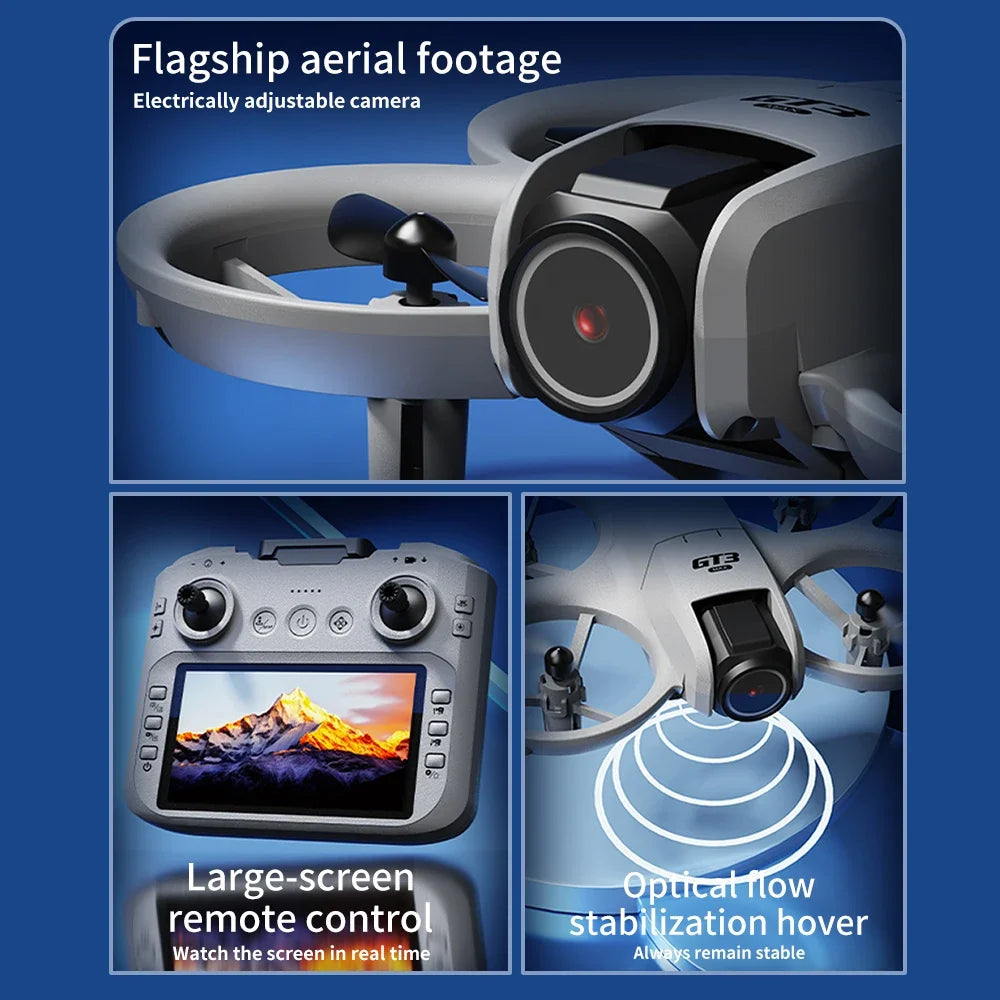 GT3 MAX Mini Drone 5G 8K GPS HD Aerial Photography Dual Cameras Quadcopter with Dynamic Lighting Optical Flow UAV Toys Gifts