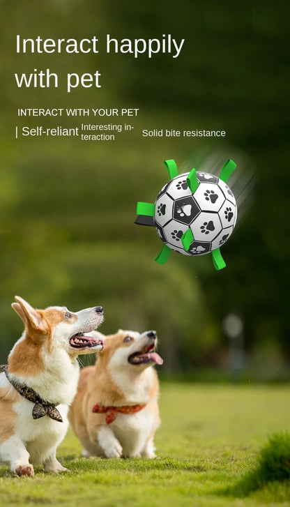 Dog Interactive Pull Football Toys with Grab Tabs Outdoor Training Balls Dog Sport Bite Chew Teething Ball Pet Supplies