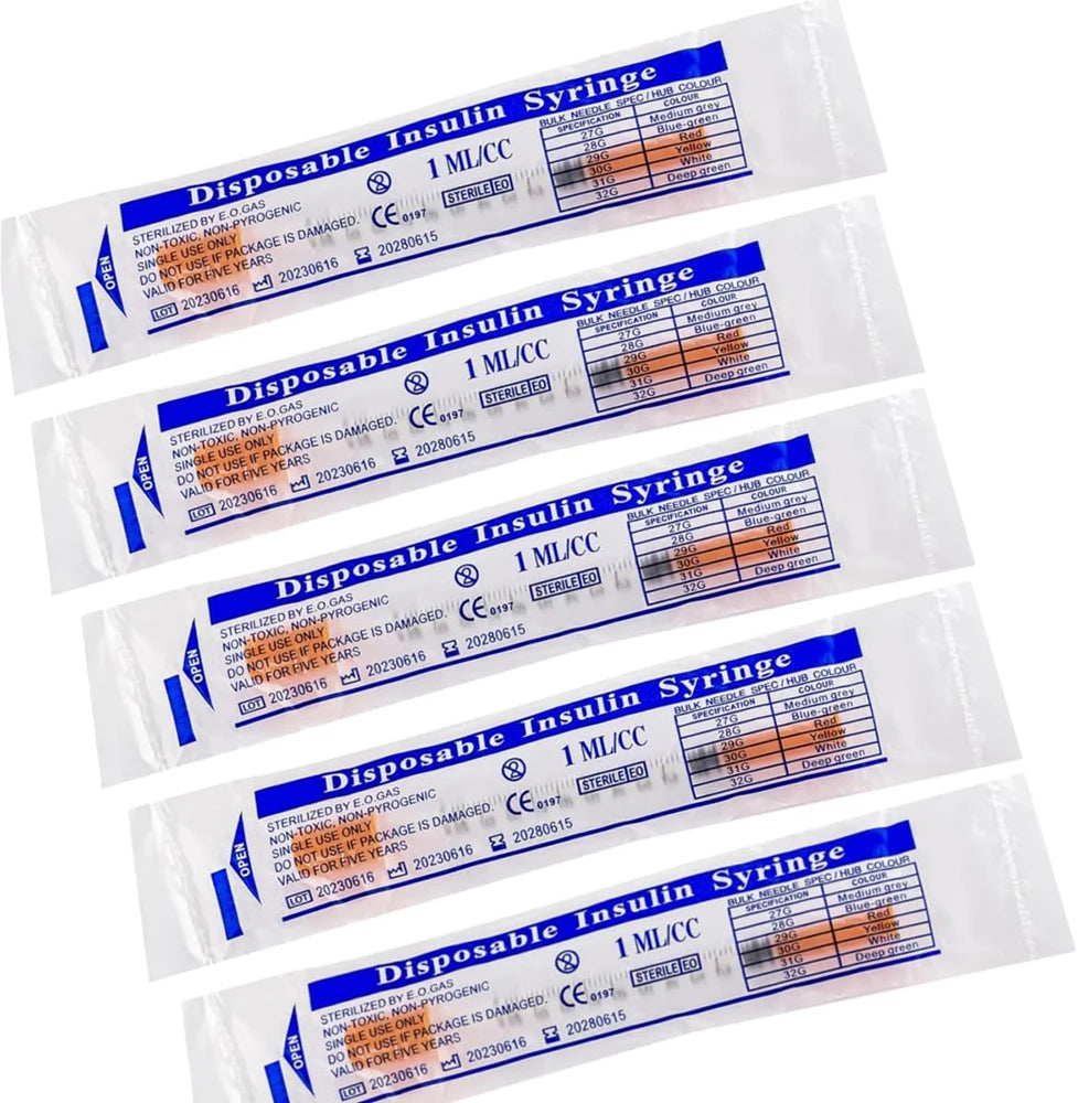 100 st 1 ml engångssprutor med 30G 8 mm / 31G 6 mm nål för husdjur