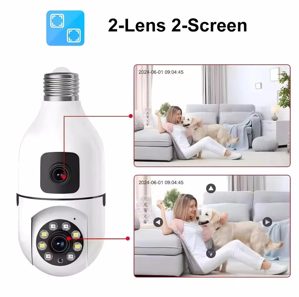 8MP WiFi IP Camera E27 Bulb Cam Wireless Baby Monitor Pet Cameras 5MP SmartLife Indoor AI Tracking Security Video Surveillance