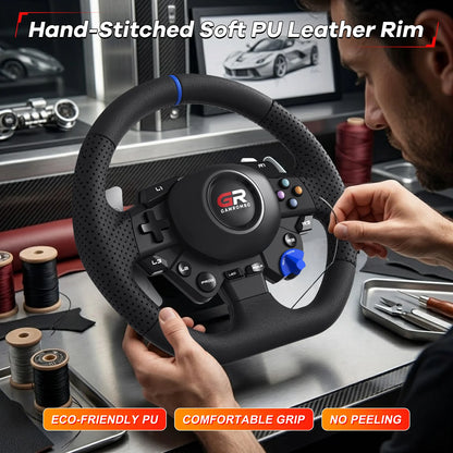 Game Steering Wheel For PS5/PS4/PC Leather 28mm Adjustable 270°-900°Wheels RGB Hall Effect Macro Linear 3Pedals Racing Simulator