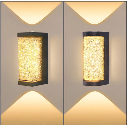 Europeisk Kristall Vägglampa Utomhus – 10W LED, Varmvit/Kallvit, Rund/Fyrkantig, Vattentålig