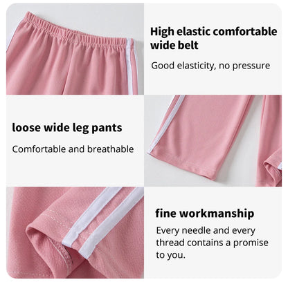 Summer CHILDREN'S Thin Wide-leg Pants Boys and Girls Color Leisure Sports Straight Pants Comfortable Pants.