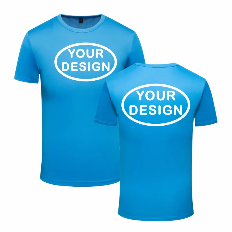 Eget tryck fram & bak, snabbtorkande t-shirt med logotyp, text eller foto – reklamkläder