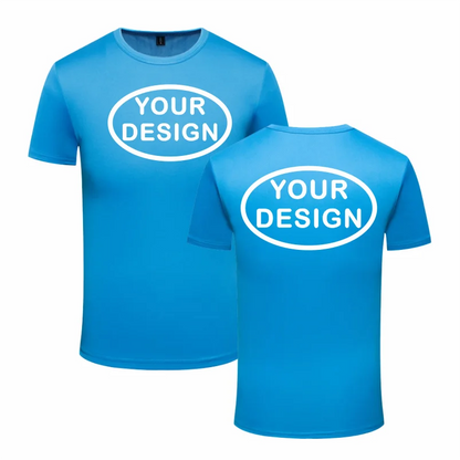 Eget tryck fram & bak, snabbtorkande t-shirt med logotyp, text eller foto – reklamkläder