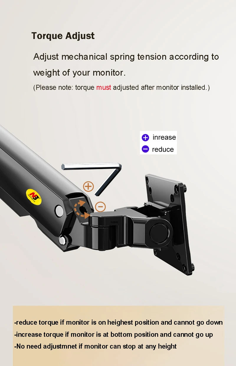 NB G55 Mechanical Spring Arm 27-34 Inch Dual Arc Screen Desktop Monitor Holder 5-16kgs Ultra Wide Monitor Mount with USB Port