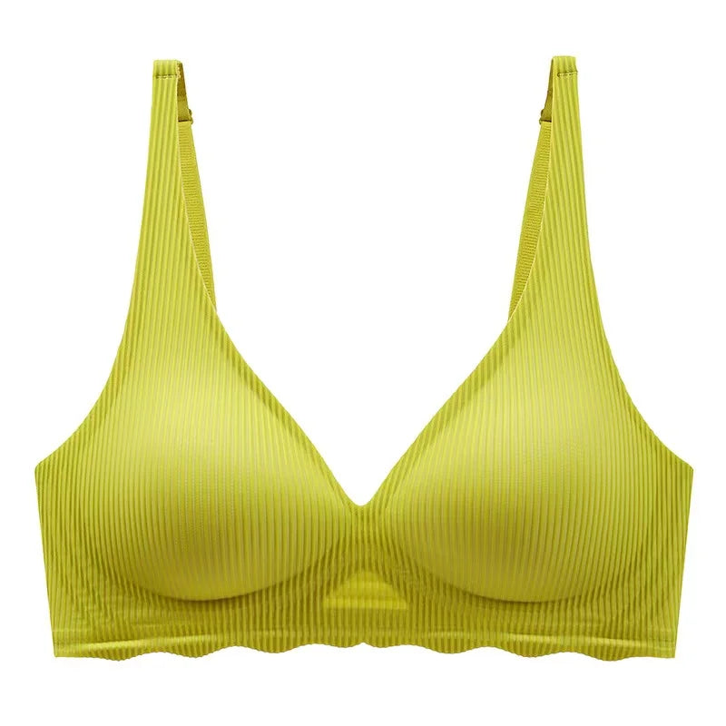 Dam Sömlös Randig BH – Push-up Trådlös Samlande Liten Byst Urhålad Design, 5 Färger S–XL