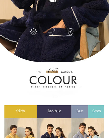 Female Autumn and Winter Warm Long Flannel Thick Couple Bath Bathrobes Men Women Pajamas Shower Robe Bath Towels For Adults
