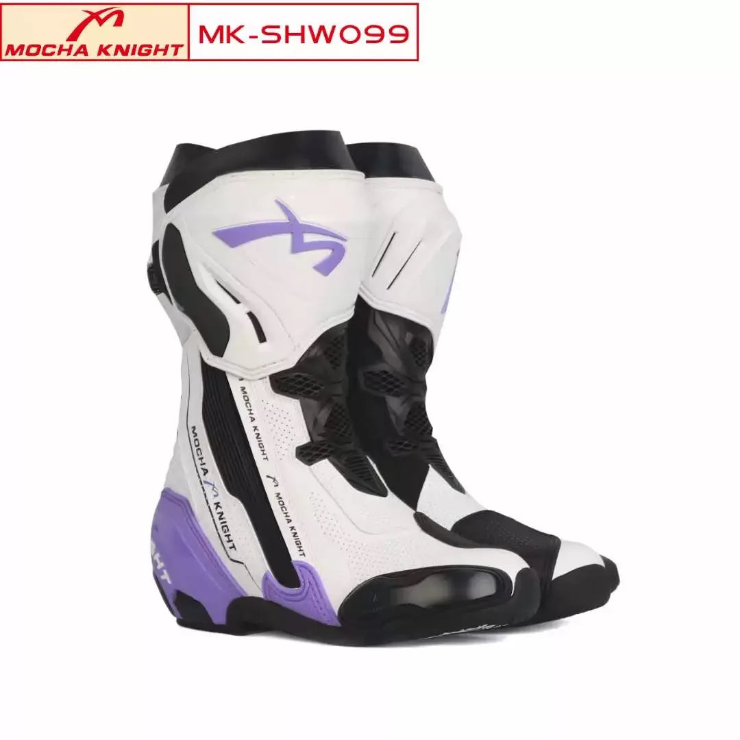 Racingstövlar MK099 i läder – proffsstövlar för bana och offroad, unisex 35–46