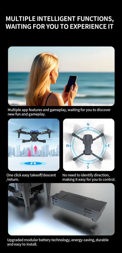E99 Pro Drone with 8K HD Camera Remote Control Quadcopter Four Axis Aircraft Altitude Hold GPS Flying Toy for Aerial Photography