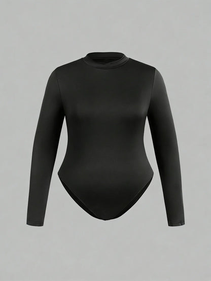 Women's long-sleeved plus-size one-piece dress - fashionable basic style tight-fitting garment - dance outfit one-piece pants