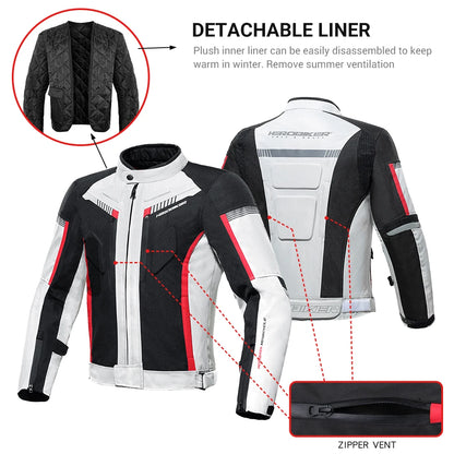Men's Motorcycle Jackets Anti-fall Wear-resistant Motorbike Jacket With 5pcs Protector Motocross Racing Clothing Protection