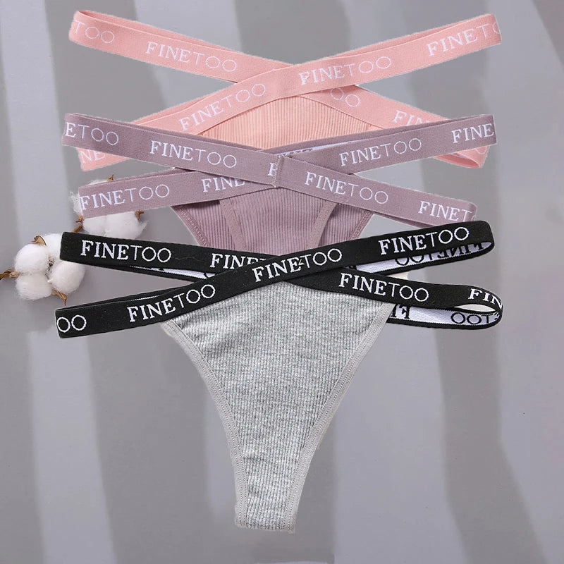 3-pack stringtrosor med korsade sidoband i bomull, M–XL