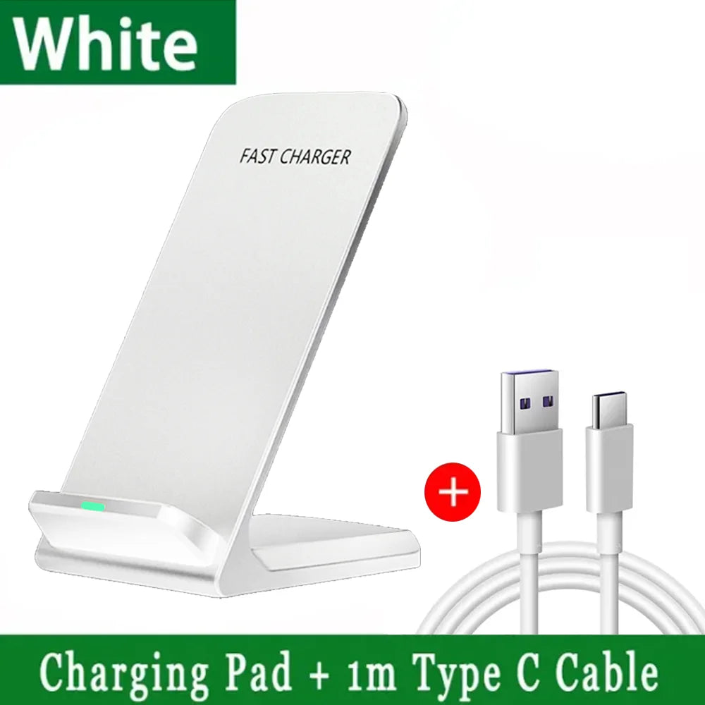 Fast Wireless Charging Stand Compatible with Samsung S24/S23/S22/S21 Ultra, iPhone 17‑12 Pro Max & Xiaomi Smartphones