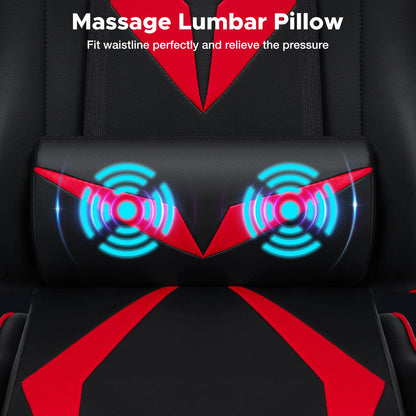 200Lbs Load Gaming Chair with Massage Ergonomic Computer Chair Footrest and Lumbar Support Reclining PC Chair Adjust Armrest