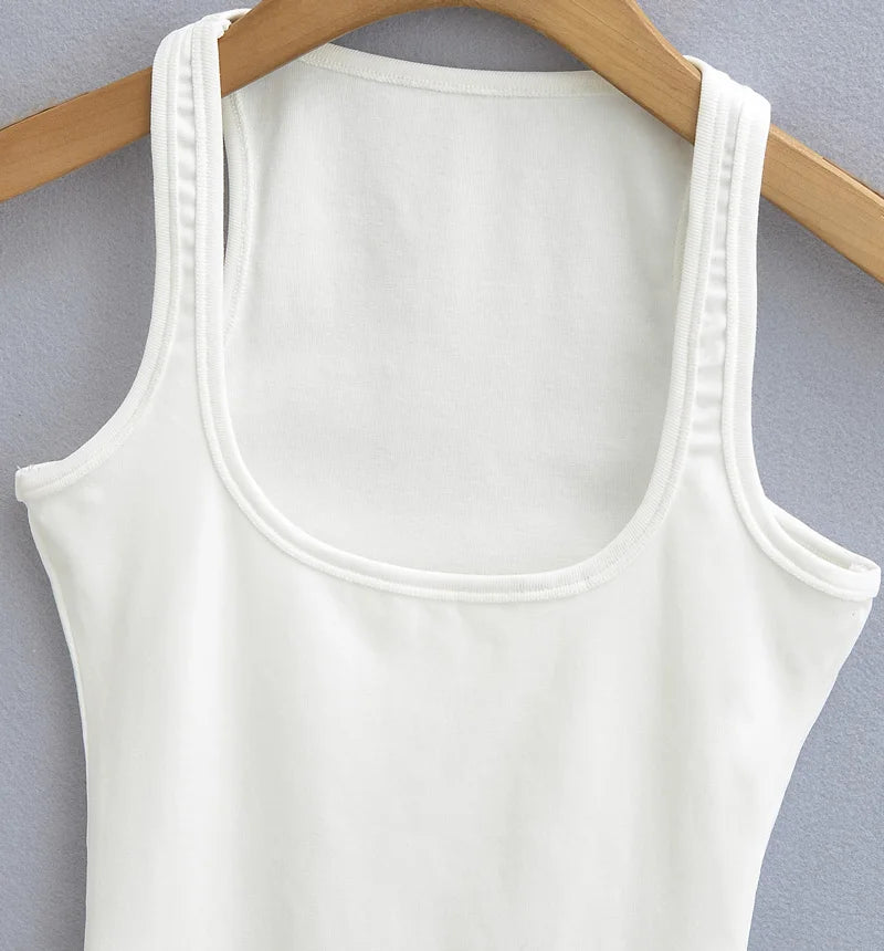 Summer U-neck Sculpted Square Neck Tank Top for Women New 2025 Fashionable Sleeveless Top