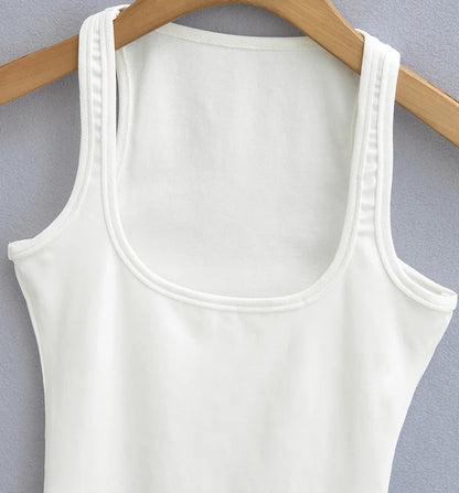 Summer U-neck Sculpted Square Neck Tank Top for Women New 2025 Fashionable Sleeveless Top