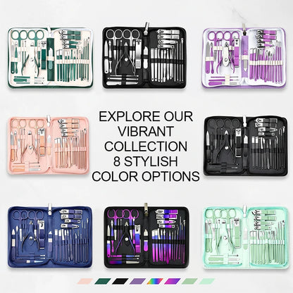 30PCS Manicure Set Pedicure Kit Professional Nail Clipper Set Stainless Steel Manicure Kit Nail Kit with Storage Box for Family