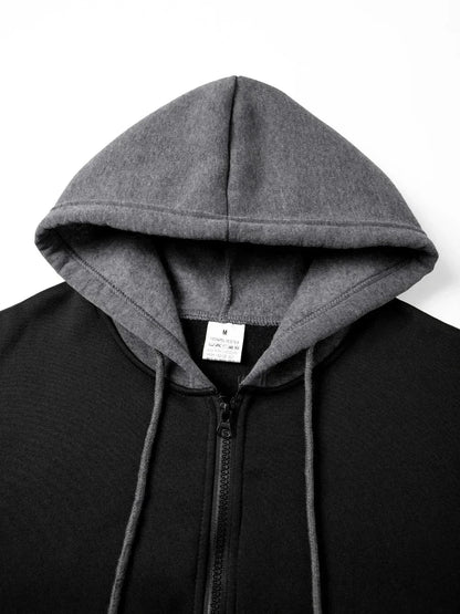 Herr Oversized Hoodie med Dragkedja – Casual Sweatshirtjacka, 3 Färger