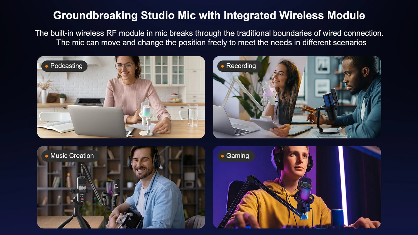 Ejoy Uni Pro wireless gaming microphone for streaming,recording, podcast, youtube. Compatible with Mac OS, PS4/ 5