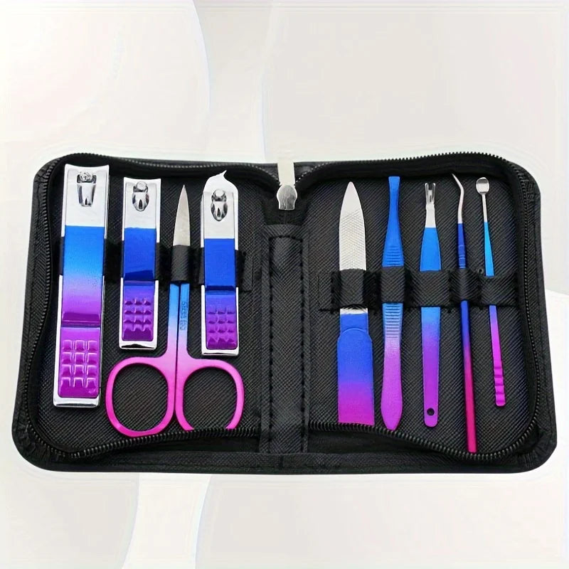 Professional 6-18pcs Set Stainless Steel Manicure & Pedicure Kit Precision Nail Care with Travel Case with Nail Clipper Scissor