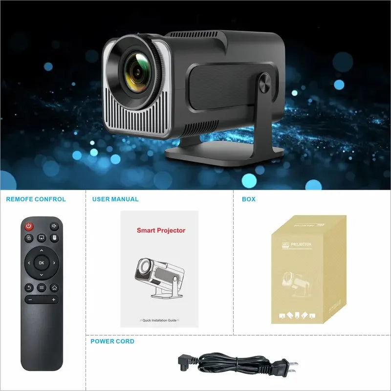 HY320 Mini Video Projector Native 720P Android 11 Projectors 300ANSI Wifi6 Cinema Outdoor Portable 180° Rotable BT5.0 4K Movie
