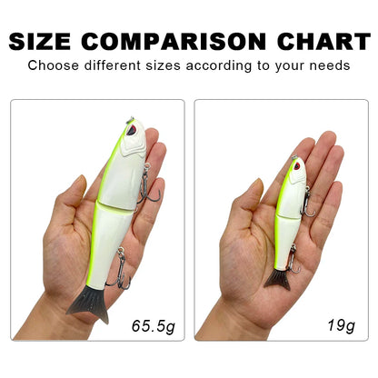 65.5g/19g Two Sizes of Bionic Multi-Section Lure Plastic Hard Baits for Submerged Sea Fishing, Suitable for All Sizes of Fish