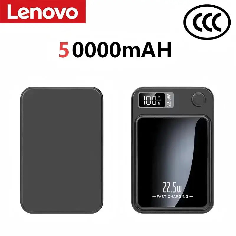 Lenovo New 500000mAh Magnetic Wireless Power Bank Super Fast Charging LED Display Digital for MagSafe For iPhone Huawei Xiaomi