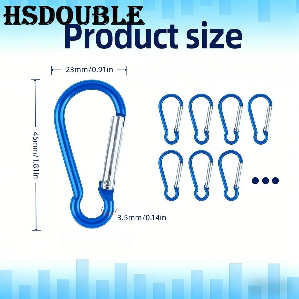 5-100Pcs Aluminum Carabiner Key Chain Clip Outdoor Camping Keyring Snap Hook Water Bottle Buckle Kit Climbing Accessories