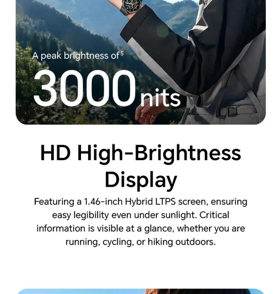 Honor Watch 6 New Smartwatch 1.46' AMOLED Battery Lasts up to 35 Days More than 120 Fitness and Health Modes 5ATM Waterproof, IP69 Protection, Bluetooth 5.4