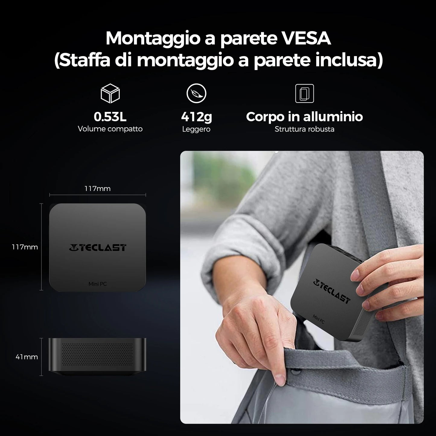 Teclast N20 Mini PC Intel N5095 11:e gen 16GB RAM 512GB SSD – 4K Windows 11 Pro WiFi 6 Kompakt Hemmakontor Desktop