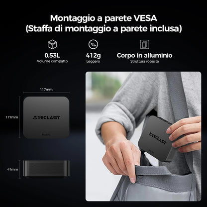 Teclast N20 Mini PC Intel N5095 11:e gen 16GB RAM 512GB SSD – 4K Windows 11 Pro WiFi 6 Kompakt Hemmakontor Desktop