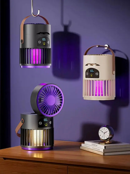Electric Mosquito Killer Lamp UV Trap Lamp Shock Mosquito/ Desktop Fan/ Lighting lamp 3-In-1 Outdoor Mosquito Zapper Household